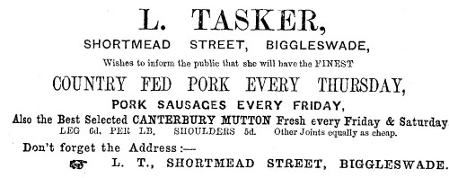 Lydia Tasker advert 1893